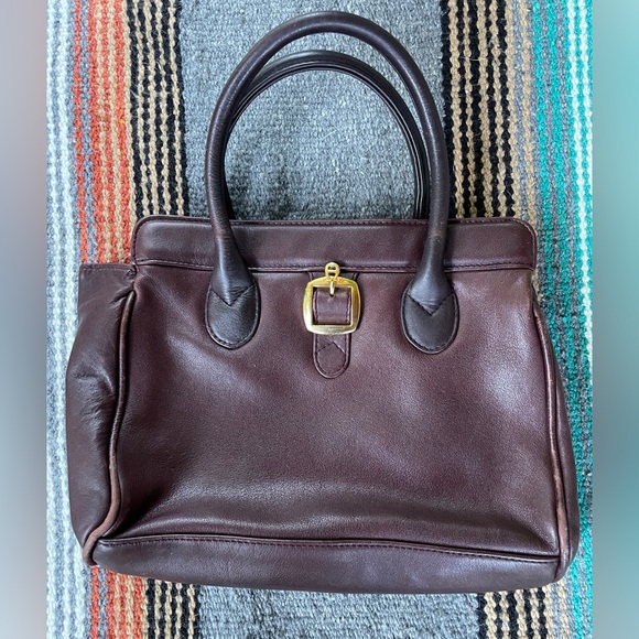 Etienne Aigner Handbags - Vintage Etienne Aigner Dark Brown Satchel with Gold Buckle